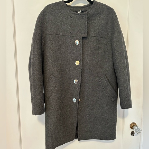 Tara Jarmon wool oversize Brianna coat w/ removable collar- 36 (FR)/4/6 (US) - Picture 12 of 15